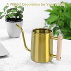 Watering Can Indoor Plants, 35 oz/1000 ml Metal Stainless Steel Watering Can Pot with Long Spout for Indoor House Plants Bonsai Outdoor Garden Flower Decorative (Gold)