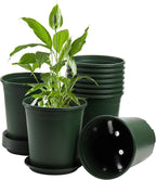 Fasmov 10PCS 1 Gallon Durable Nursery Pot Garden Flower Pots Nursery Plant Container Kit with 10 Pcs Matching Pallets