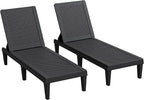 Greesum Outdoor Chaise Lounge Chairs Set of 2 with 5-Position Adjustable Backrest, Waterproof PP Sun Loungers for Garden Pool Beach Patio Deck Sunbathing, Black