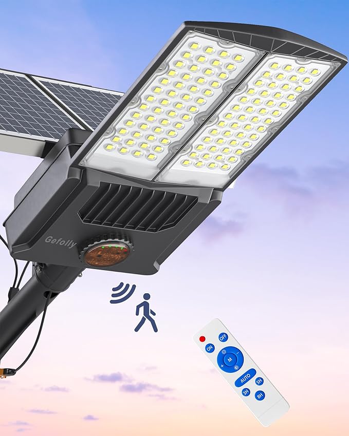 Solar Street Light 104 LED Outdoor Parking Lot Fixture with Remote
