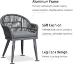 PURPLE LEAF 9 Pieces Patio Dining Set with Outdoor Aluminium Square Dining Table and Woven Rattan Chairs Modern Metal Furniture Cushions Sets for Garden Yard Indoor Decor Kitchen Grey