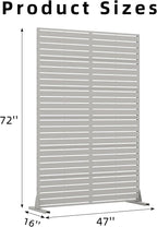 Casaphoria Metal Privacy Screen Outdoor, 72" H x 47" W Freestanding Decorative Privacy Screen for Patio Deck Balcony Garden with Stable Base, Grey-Louvered