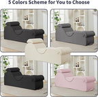 ijuicy Chaise Lounge Chair for Exercise, Indoor Lounger with Headrest, Waist Cushion, Movable Footrest, Side Pockets, Non-Slip Bottom - Yoga Chair with High Density Sponge, Light Grey