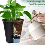 Cdd's Path 5-Pack 6 Inch Naked Root Planter Self Watering Pots Set with Holes for Indoor/Outdoor Plants, Planter Pot with Watering Hole/Reservoir and Air Pipes, Black