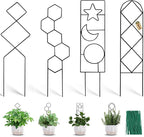 Coomin Small Plant Trellis for Potted Plants, 15in Plant Trellis Indoor, Mini Trellis for Climbing Plants for Hoya Pothos with Ties, Black