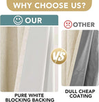 H.VERSAILTEX 100% Blackout Curtains for Bedroom Thermal Insulated Linen Textured Curtains Heat and Full Light Blocking Drapes Living Room Curtains 2 Panel Sets, Bleached Sand, 42x63 Inch