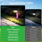 intelamp Solar Spot Lights Outdoor Waterproof, 4000mAh RGB LED Landscape Lights Warm White 3 Lighting Colors, IP65 Waterproof for Yard Driveway Tree Flag Garden Patio Outside Decor with Remote
