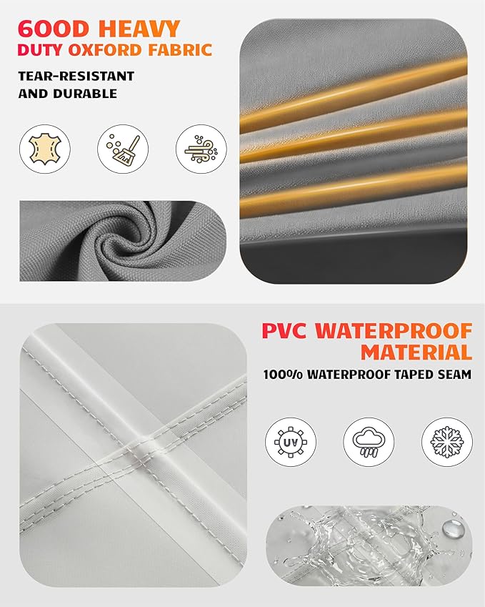 Sofa Covers, Grey Waterproof Polyester Patio Cover with Air Vents