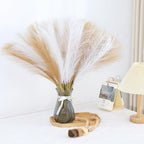 Artificial Pampas Grass Stems, 60 Pcs, Brown and White, 21.7 Inch
