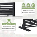 Casaphoria Metal Privacy Screen Outdoor, 72" H x 35" W Freestanding Decorative Privacy Screen for Patio Deck Balcony Garden with Stable Base, Black-Shine