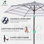 JEAREY 7.5FT Patio Umbrella Outdoor Market Umbrella with 6 Sturdy Ribs, Push Button Tilt/Crank Table Umbrella for Garden, Deck, Backyard and Pool, Black & White Stripe