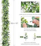 Artificial Eucalyptus Greenery Garland, 4 Pack, 24 Ft Total, Green