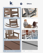 KINGYES Outdoor Rocking Chair Set of 2, High Density Polyethylene Patio Rocking Chairs with 330lbs Support for Adults, Brown