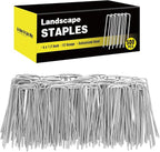 HongWay 500 Pack 4 Inch Landscape Staples, Garden Staples 12 Gauge Galvanized Ground Stakes Lawn Yard Staples SOD U-Shaped Pins for Gardening Irrigation Tubing Landscaping Fabric