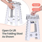 Delxo Folding Step Stool 17.5 Inch White Step Stools for Kids Foldable,Portable Collapsible Step Stool with Handle, Folding Stool for Kitchen Bathroom,Bedroom,Garden