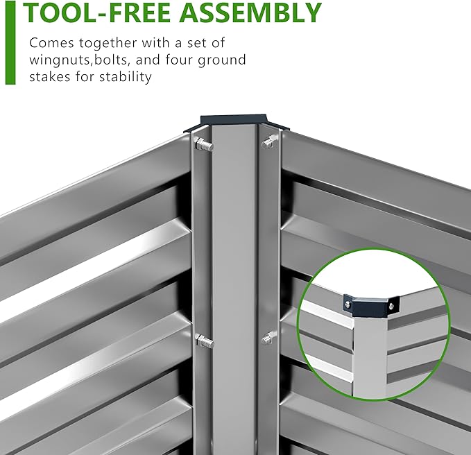 2PCS 7x3x1ft Galvanized Raised Garden Bed Kit, Galvanized Planter Raised Garden Boxes Outdoor, Large Metal Raised Garden Beds for Vegetables,Silver
