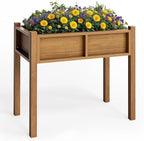 YITAHOME Elevated Garden Bed HDPE Raised Garden Bed with Legs & Drainage Hole Poly-Wood Weatherproof Elevated Planter Box Patio Planters for Vegetables Flowers Plant Bed for Garden, Teak