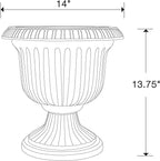 Southern Patio 2 Pack Utopian Urn Planter, Large 14 Inch Outdoor Pot, Lightweight Garden, Entryway, or Walkway Accessory with UV-Coated Finish, Stone