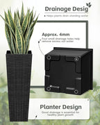 Greesum 32 Inch Tall Plastic Planters(Set of 2), Detachable Inner Pot & Drainage Holes, Outdoor Decorative Flower Pots for Large Plants, Trees, Patio, and Garden, Black