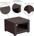 Flash Furniture Seneca Chocolate Brown Faux Rattan End Table