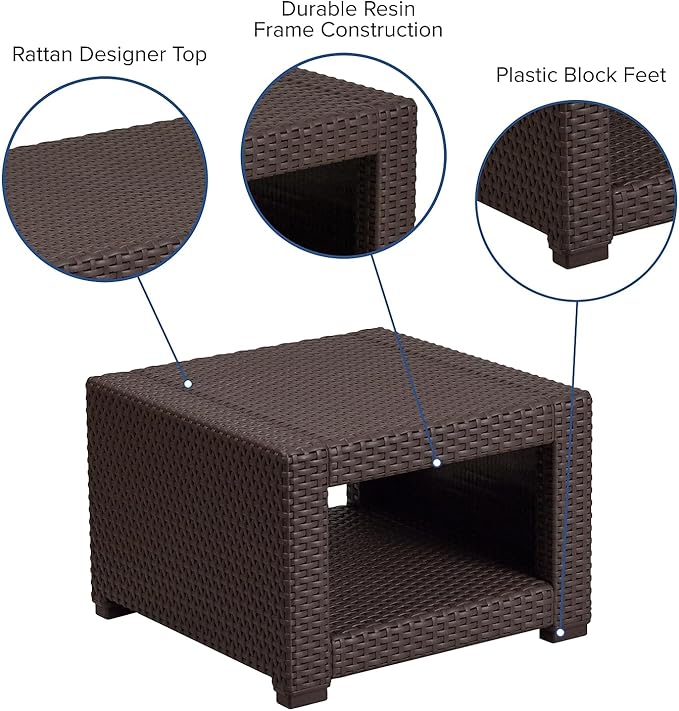 Flash Furniture Seneca Chocolate Brown Faux Rattan End Table