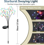 Solar Garden Lights 2 Pack Waterproof Swaying Starburst Light Solar Outdoor Lights for Yard Patio Walkway Pathway Party Wedding Decoration, Unique Gifts for Women, Multicolor