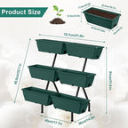 2 Column Vertical Raised Garden Beds, 6 Planter Boxes Standing Garden Bed Outdoor/Indoor Herb Garden Tiered Planter with Drainage Holes & Removable Trays for Flowers/Vegetables/Plants (Green)