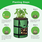 10 Gallon Potato Grow Bags with Viewing Window, 300G Nonwoven Garden Planting Pots, Heavy-Duty Surround Handles for Gardening Supplies (6Pack Grow Bags)