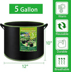 NACHLYNN 5-Pack 5 Gallon Grow Bags Heavy Duty Aeration Fabric Pots with Handles Thickened Nonwoven Fabric Pots Plant or Fruits Flowers Plant for Gardening