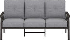 RoyalCraft Patio 3 Seats Sofa, All-Weather Outdoor Couch, Patio Furniture Sofa,Khaki Metal Furniture with Gray Cushions