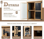 Outdoor Storage Cabinet Waterproof with Shelves, Storage Box with Lockable Doors, Wood & Metal Patio Yard Pool Garden Storage Cabinet Organizer, Gifts for Women Men