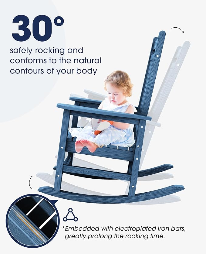 Oversized Outdoor Rocking Chair Set of 6 – Blue
