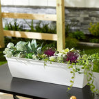 The HC Companies 24 Inch Eclipse Window Planter Box with Drainage Holes & Attached Saucer, Lightweight UV-Resistant Plastic Indoor & Outdoor Planters, 2-Pack Flower Box for Garden & Home Decor, White
