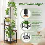 TOSKING 5 Tier Metal Plant Stand Indoor 48''H Tall ,Heavy Duty Plant Shelf , Corner Shelf Flower Pot Stand for Outdoor Plant Stand for Living Room Balcony Garden Patio Bedroom (5 Tier-Brown)