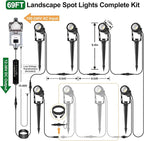 Low Voltage Landscape Lighting, 6 Pack Outdoor Spot Lights with Transformers, 12V Warm White Landscape Spotlights IP65 Waterproof Plug in Outdoor Uplights for Yard House Pathway Tree Pools