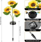 Upgraded Solar Sunflower Lights, 4-Pack Solar Garden Lights with Bigger Round Panel, 40-Hour Runtime for Indoor & Outdoor Decor, Waterproof for Patio Yard Garden