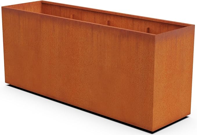 Plantercraft Extra Large Corten Steel Planter, 84x24x36 Large Rectangular Planters for Outdoor Plants, Heavy Duty Metal Planter Box for Patios, Gardens, and Commercial Spaces