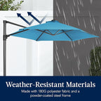 Best Choice Products 10ft Solar LED Offset Cantilever Hanging Market Patio Umbrella, Smooth 360° Rotation, 8 Sturdy Ribs, Easy Adjustment - Sky Blue