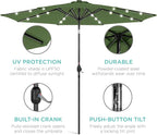 Best Choice Products 10ft Solar Polyester LED Lighted Patio Umbrella w/Tilt Adjustment and UV-Resistant Fabric