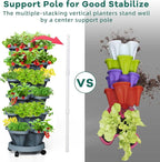 Strawberry Vertical Planters Tower Garden, 7 Tiered Stacking Herb Vegetable Planter with Support Pole Indoor and Outdoor - Dark Grey