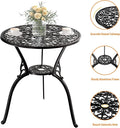 Bistro Set, 3-Piece Black Cast Aluminum with Umbrella Hole