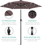 Best Choice Products 7.5ft Outdoor Solar Market Table Patio Umbrella for Deck, Pool w/Tilt, Crank, LED Lights - Deep Taupe