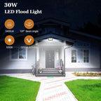 dephen 30W LED Flood Lights Outdoor with Bracket Mount, 3450Lumen 120V Security Lighting, 5000K IP65 Waterproof Wall Pack Floodlight for Garden Yard Patio Porch (UL-Listed)