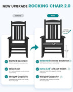 SERWALL HDPE Outdoor Rocking Chair Set of 2, Patio Rocking Chairs, All-Weather Porch Rockers for Adults, Black