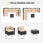 Aoxun Patio Furniture Set, 7 Piece Outdoor Sectional Sofas with Waterproof Cover, Wicker Rattan Outdoor Furniture Patio Conversation Set for Backyard, Garden Begin