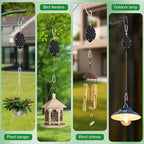 1 Pack Heavy Duty Retractable Plant Hangers, Adjustable Pull-Down Pulleys with 63" Stainless Steel Rope, Double Hooks for Hanging Plants, Bird Feeders, Planters & Pots, Indoor & Outdoor Use