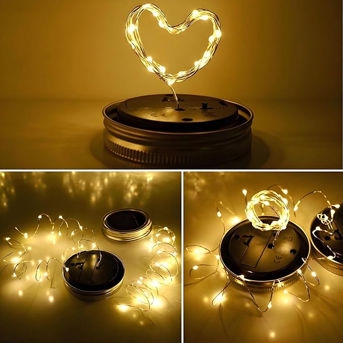 Solar String Lights for Mason Jars, 12 Pack, 30 LED Warm White