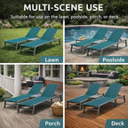 Kozyard 3-Pieces Patio Lounge Set, 2 Foldable Adjustable Lounge Chairs and Side Table, Aluminum Frame, Breathable Textilene Fabric, Assemble-Free, Reclining to Flat for Pool, Beach (MintGreen)