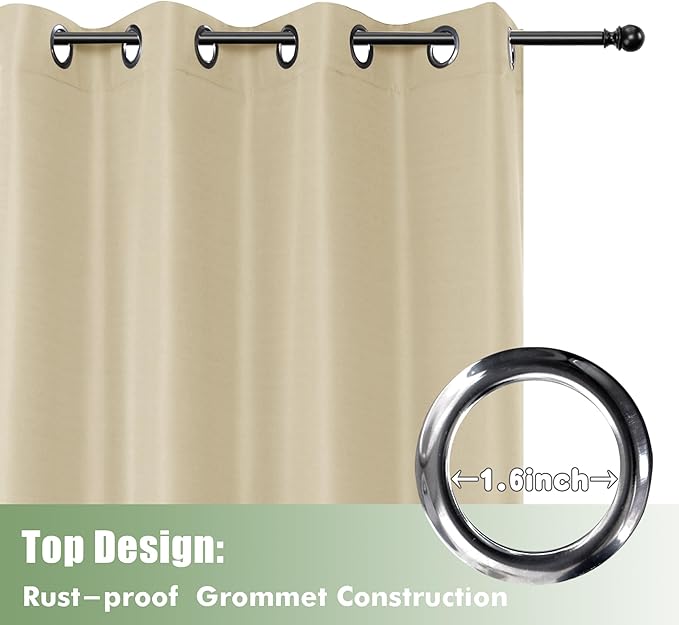 HolidayIdeas Outdoor Curtains for Patio Waterproof, 8 Panels - 54x95 Inches - Weatherproof Privacy Outsides Curtains for Cabana Porch Pergola, Sunlight & UV Blocking (Cream, Grommet Top)