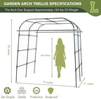 Wide Arch Trellis 7FT Extra Tall Garden Trellis Arch – Sturdy Plastic Coated Steel Metal Arch for Garden Climbing Plants & Vegetables, Weather-Resistant Outdoor Cucumber Trellis Arch
